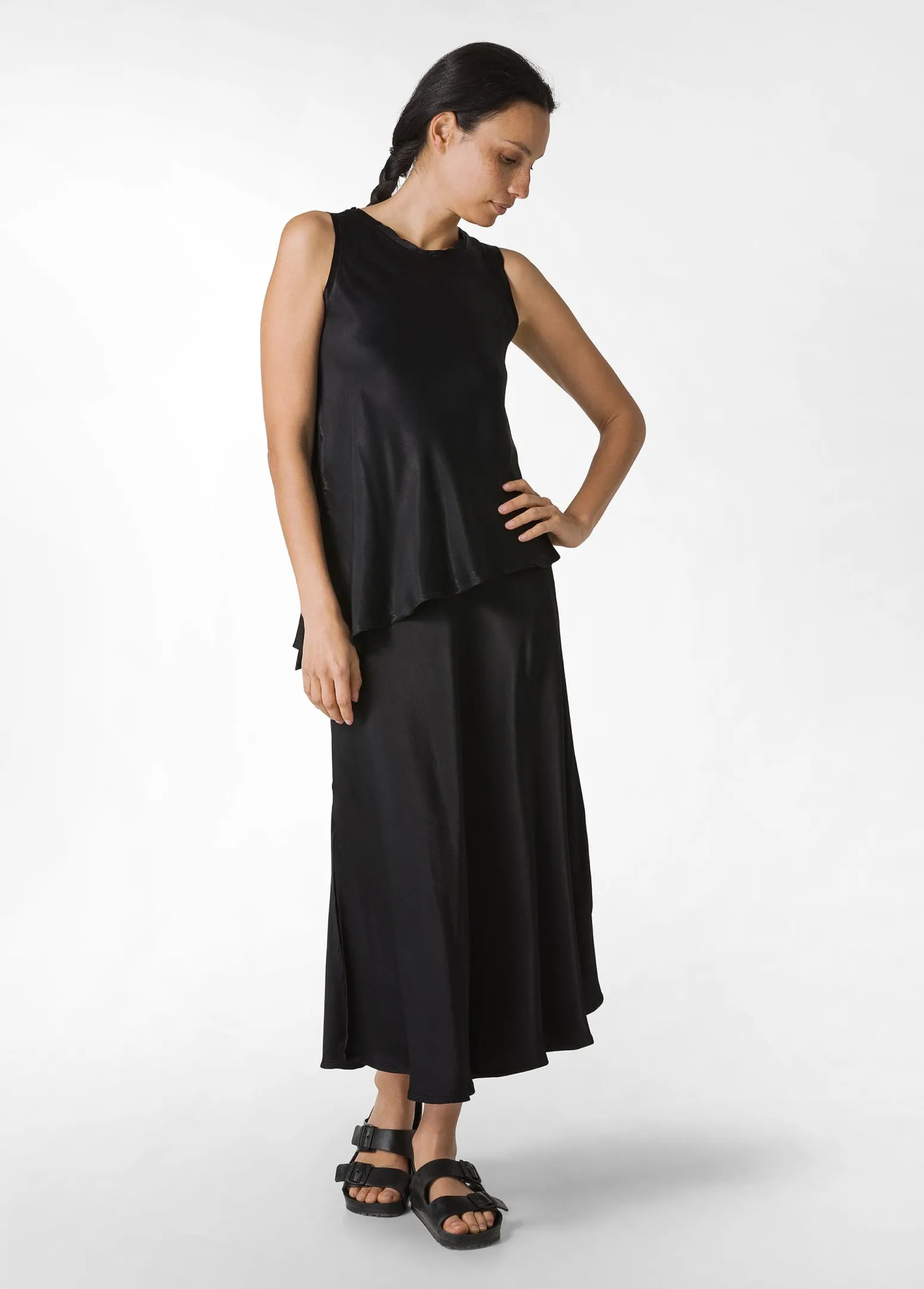 DEHA Top & T-Shirts*Top Asimmetrico In Raso Nero