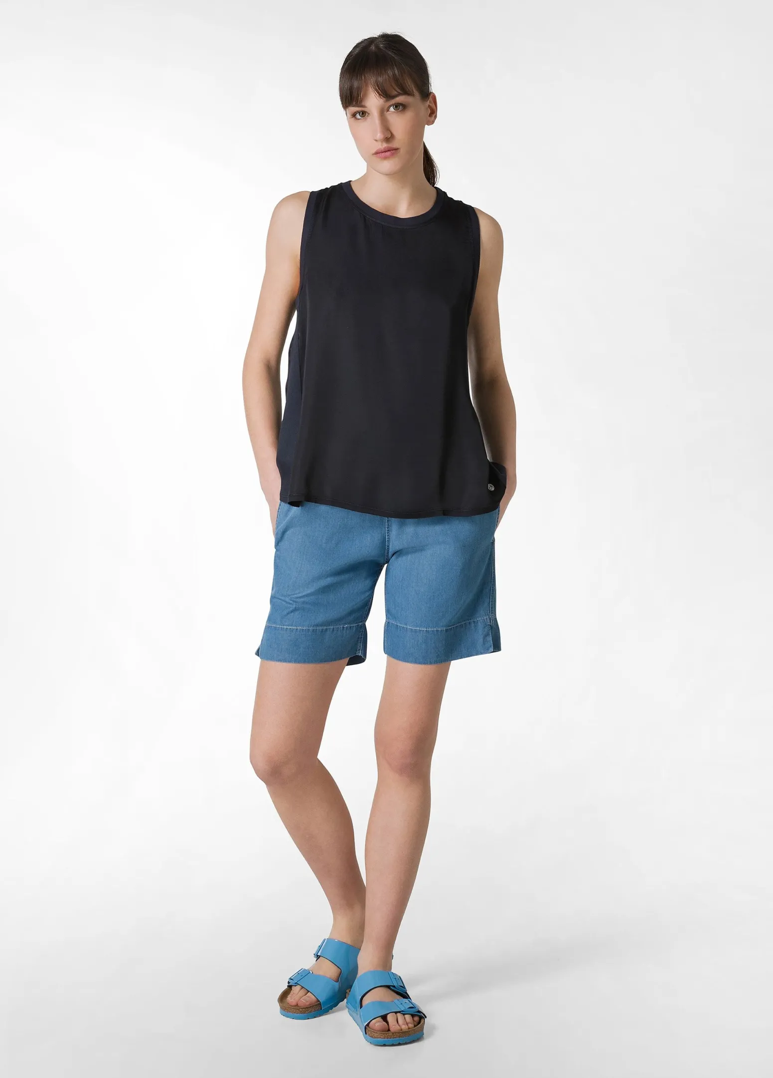 DEHA Top & T-Shirts*Top Con Inserti In Raso Blu