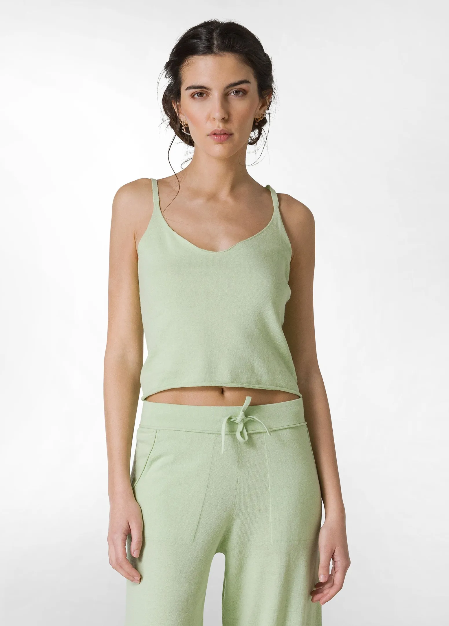 DEHA Top & T-Shirts*Top In Maglia Misto Lino Con Spalline Verde