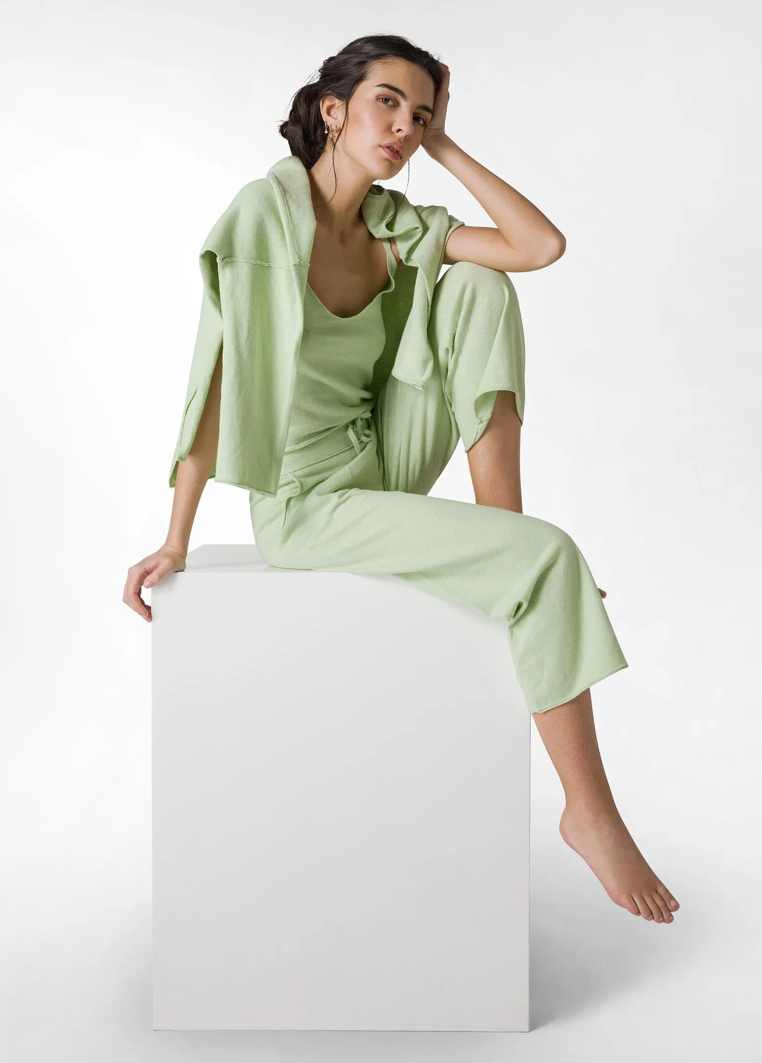 DEHA Top & T-Shirts*Top In Maglia Misto Lino Con Spalline Verde