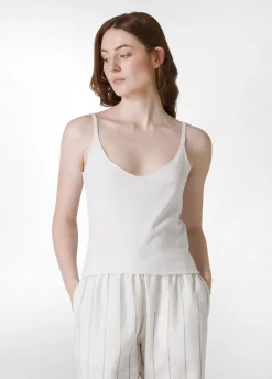 DEHA Top & T-Shirts*Top In Maglia Misto Lino Con Spalline Bianco