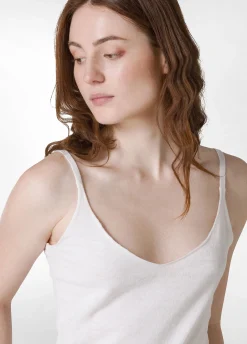 DEHA Top & T-Shirts*Top In Maglia Misto Lino Con Spalline Bianco