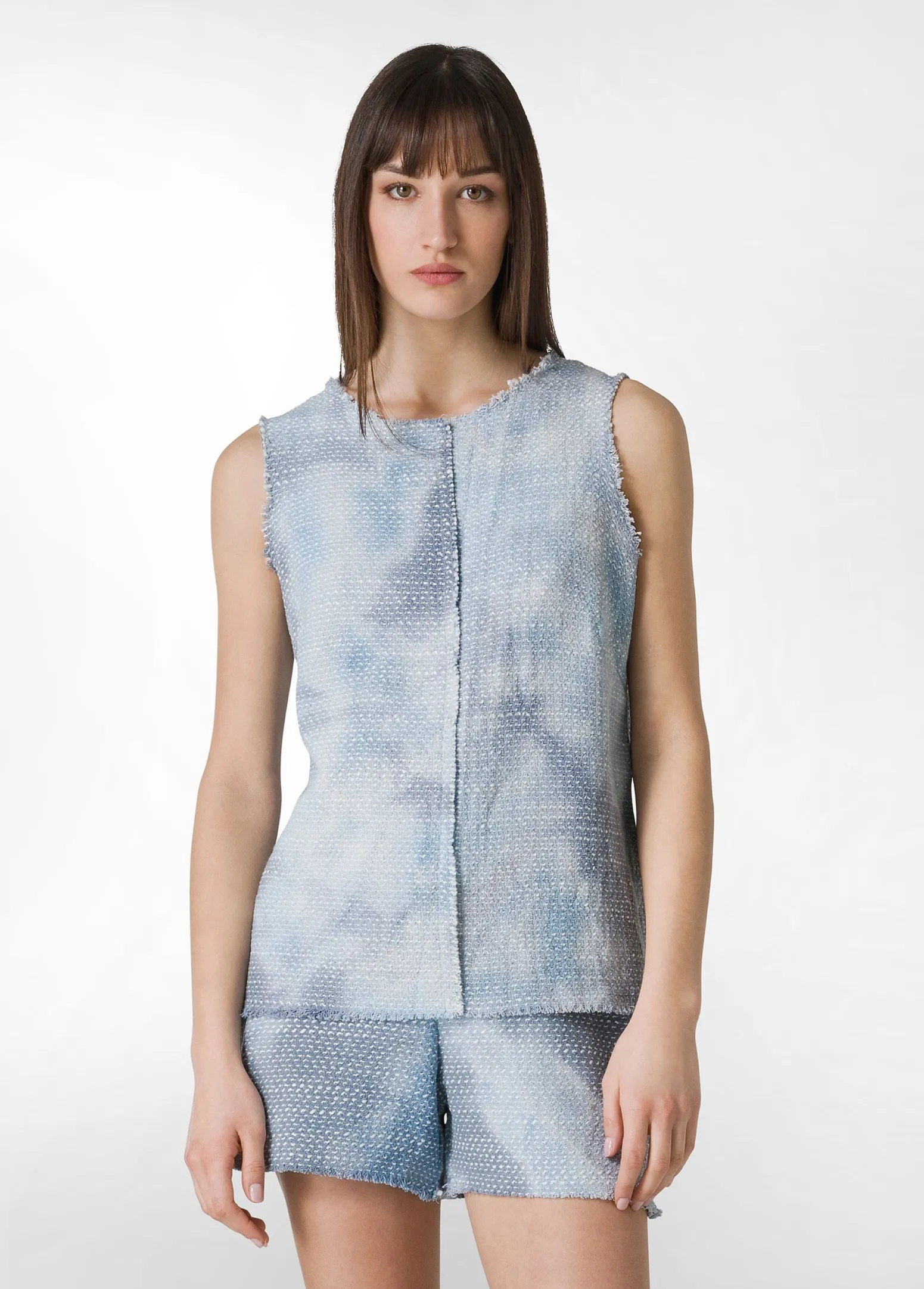 DEHA Top & T-Shirts*Top In Tweed Effetto Batik Blu