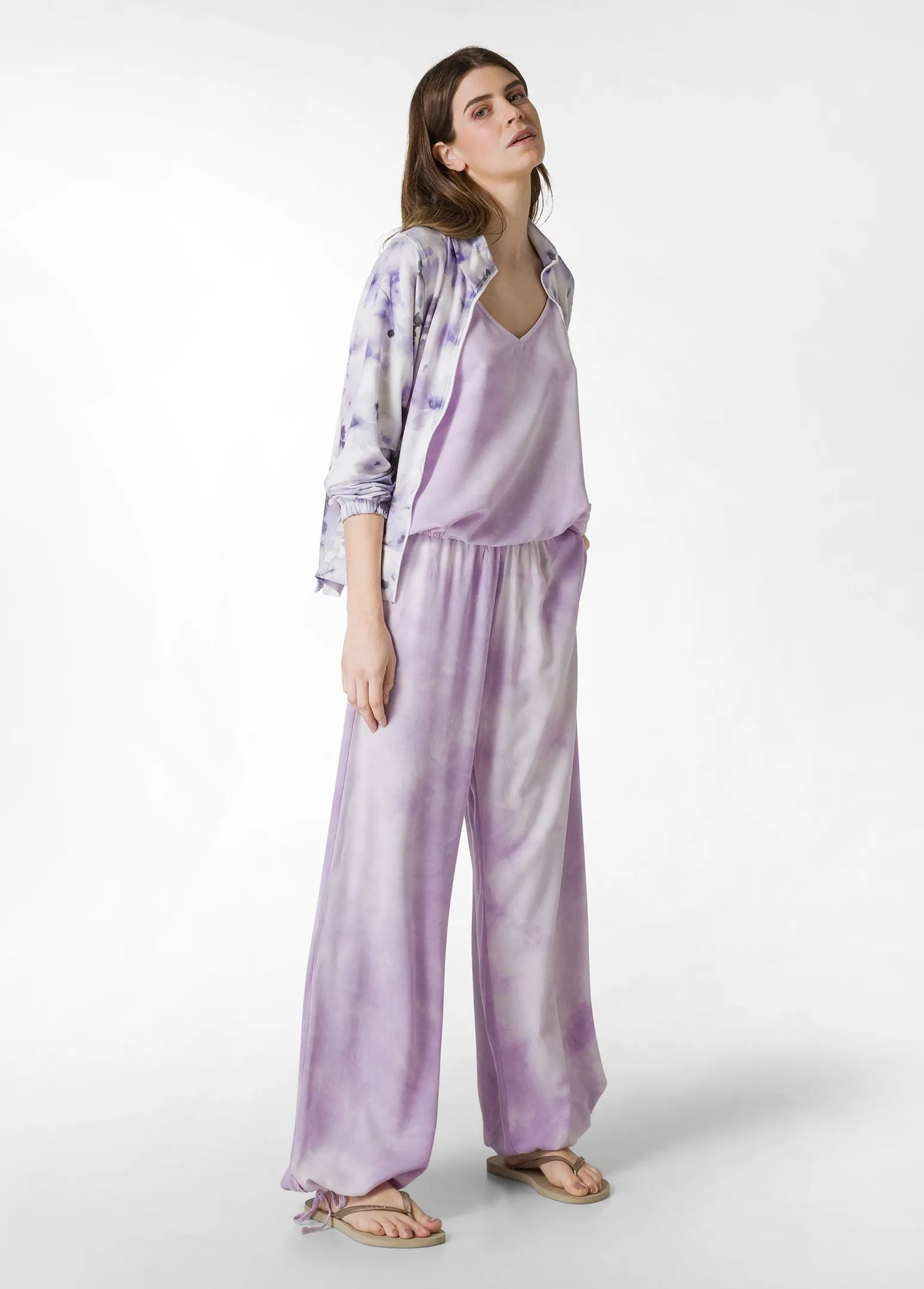 DEHA Top & T-Shirts*Top In Twill Effetto Batik Viola