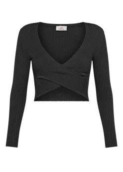 DEHA Felpe & Maglieria*Top Incrociato In Maglia Di Rayon Nero