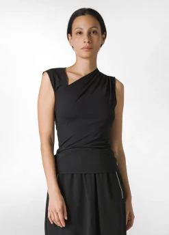 DEHA Top & T-Shirts*Top Scollo Asimmetrico In Microfibra Nero