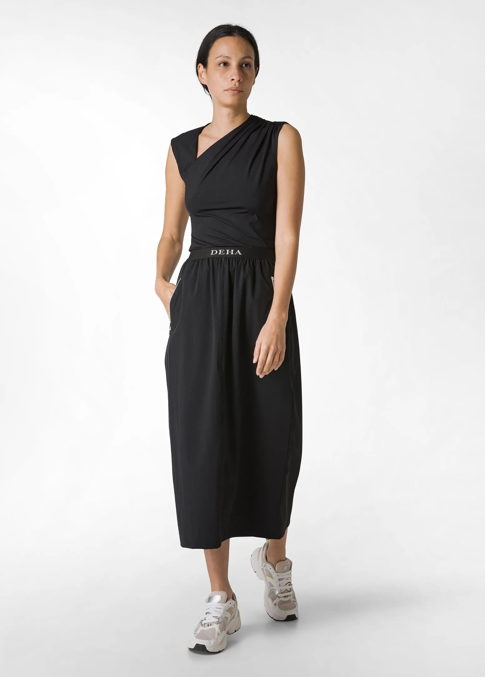 DEHA Top & T-Shirts*Top Scollo Asimmetrico In Microfibra Nero
