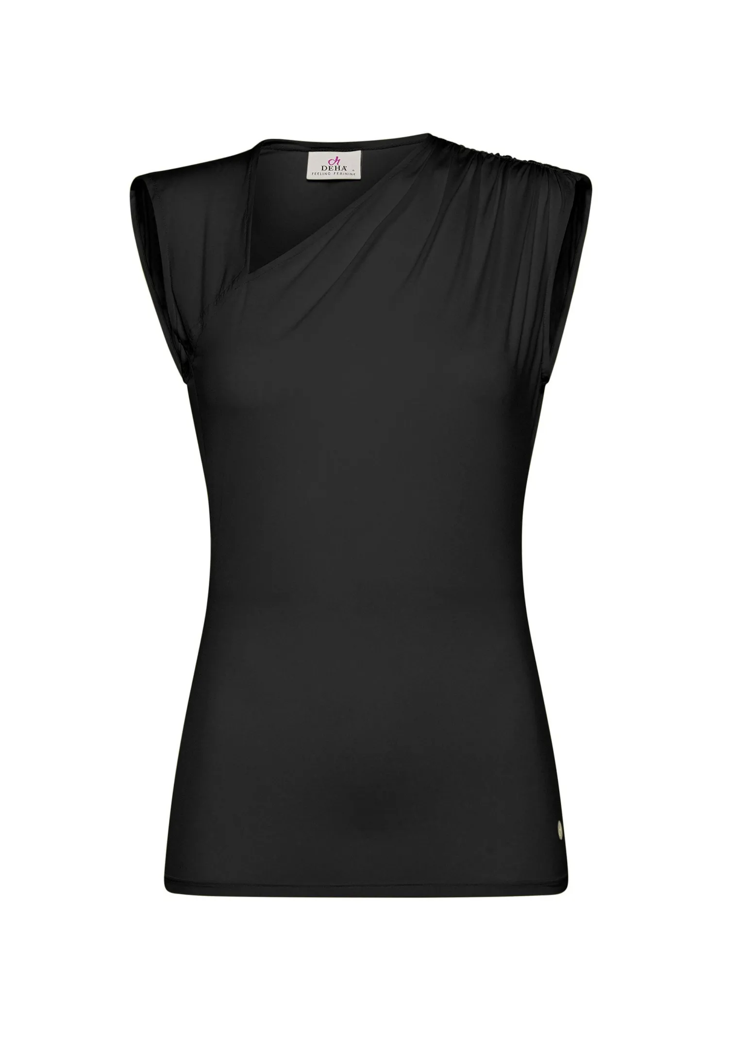 DEHA Top & T-Shirts*Top Scollo Asimmetrico In Microfibra Nero