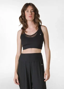 DEHA Canotte E Reggiseni Sportivi*Top Sportivo Con Inserto In Tulle Nero