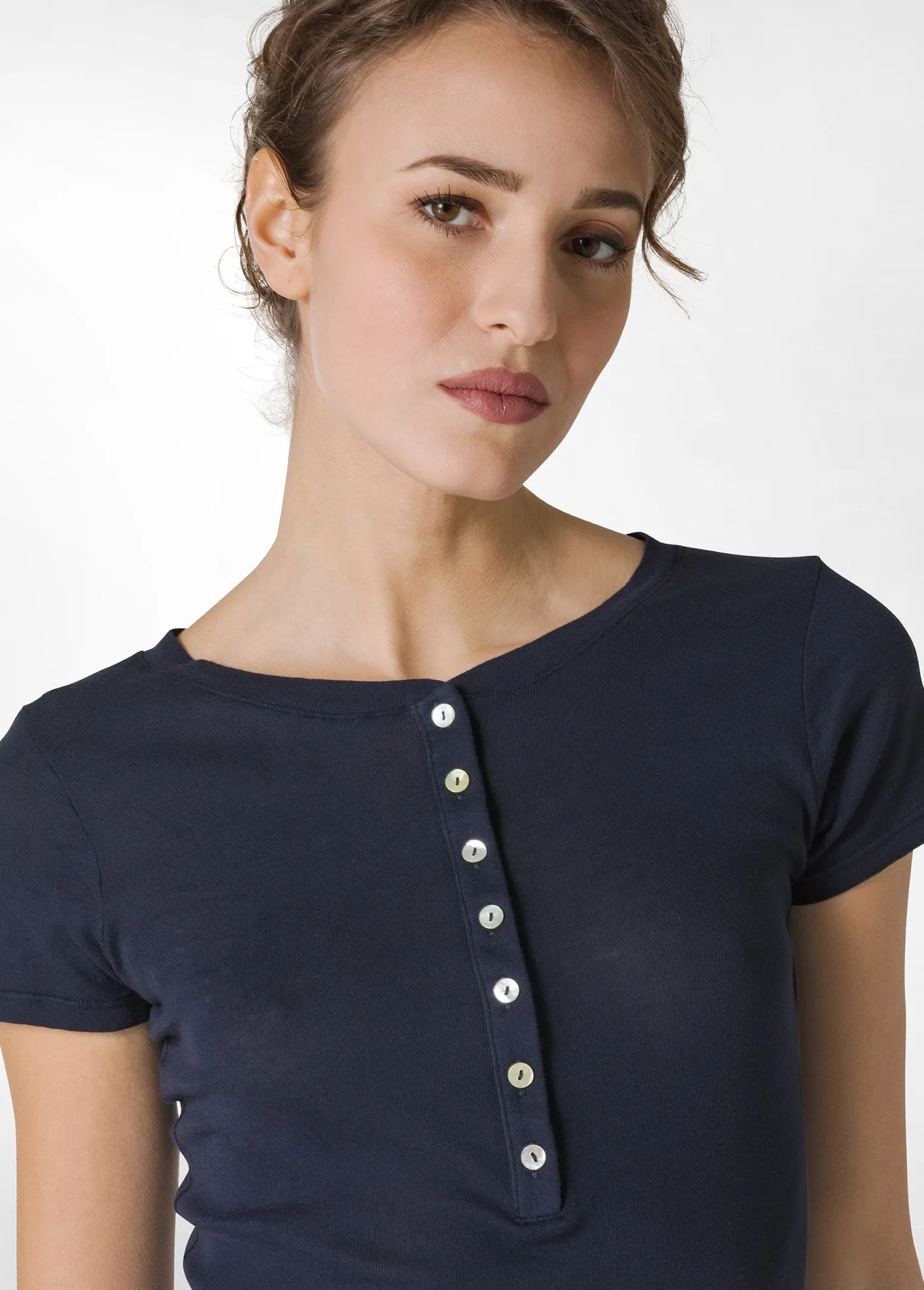 DEHA Top & T-Shirts*T-Shirt A Costine Con Bottoni Blu