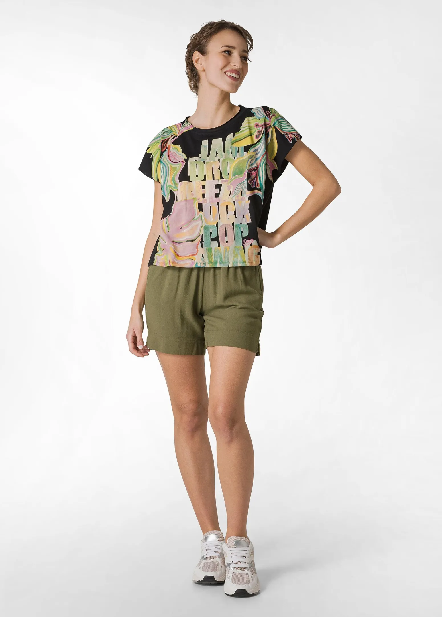 DEHA Top & T-Shirts*T-Shirt Ampia Con Scritte Nero