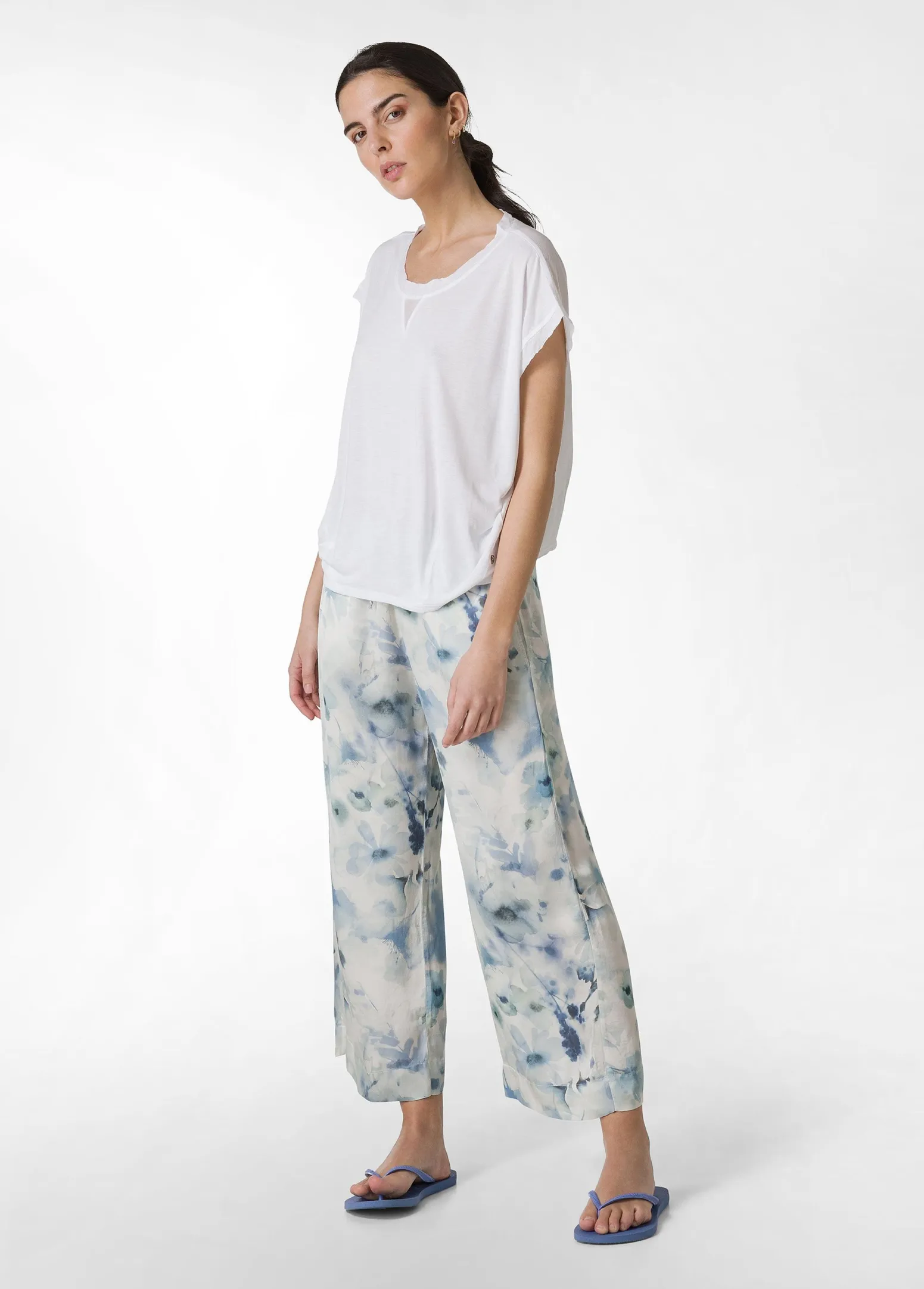 DEHA Top & T-Shirts*T-Shirt Ampia Misto Seta Bianco