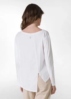 DEHA Camicie & Bluse*T-Shirt Asimmetrica In Jersey E Lino Bianco