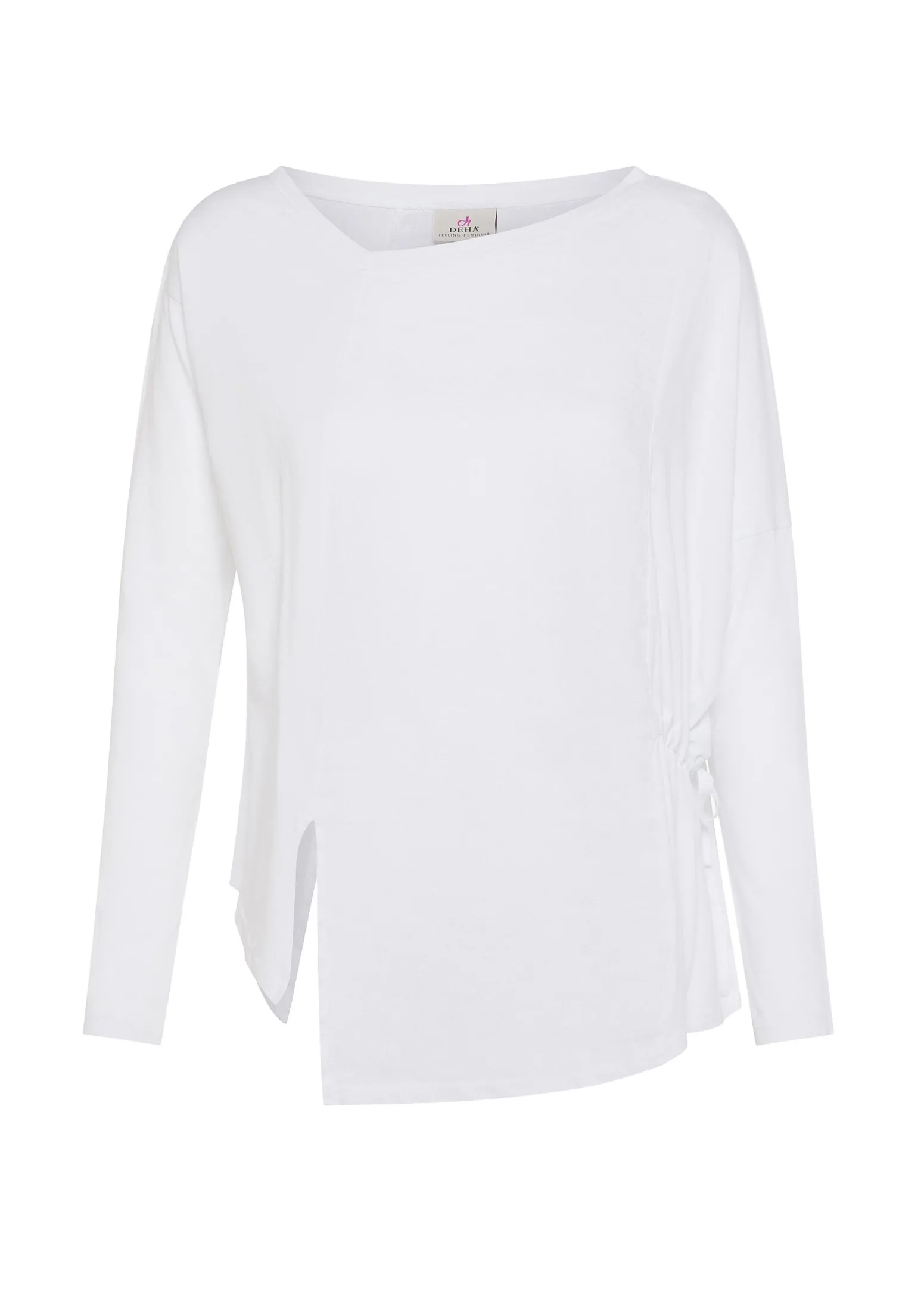 DEHA Camicie & Bluse*T-Shirt Asimmetrica In Jersey E Lino Bianco