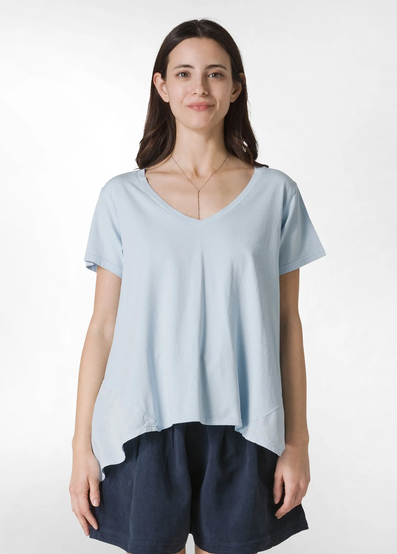 DEHA Top & T-Shirts*T-Shirt Assimetrica Con Inserti In Lino Blu