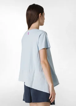 DEHA Top & T-Shirts*T-Shirt Assimetrica Con Inserti In Lino Blu