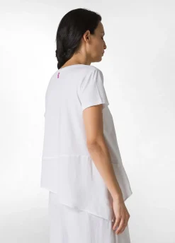 DEHA Top & T-Shirts*T-Shirt Assimetrica Con Inserti In Lino Bianco
