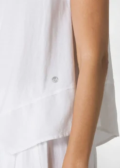 DEHA Top & T-Shirts*T-Shirt Assimetrica Con Inserti In Lino Bianco