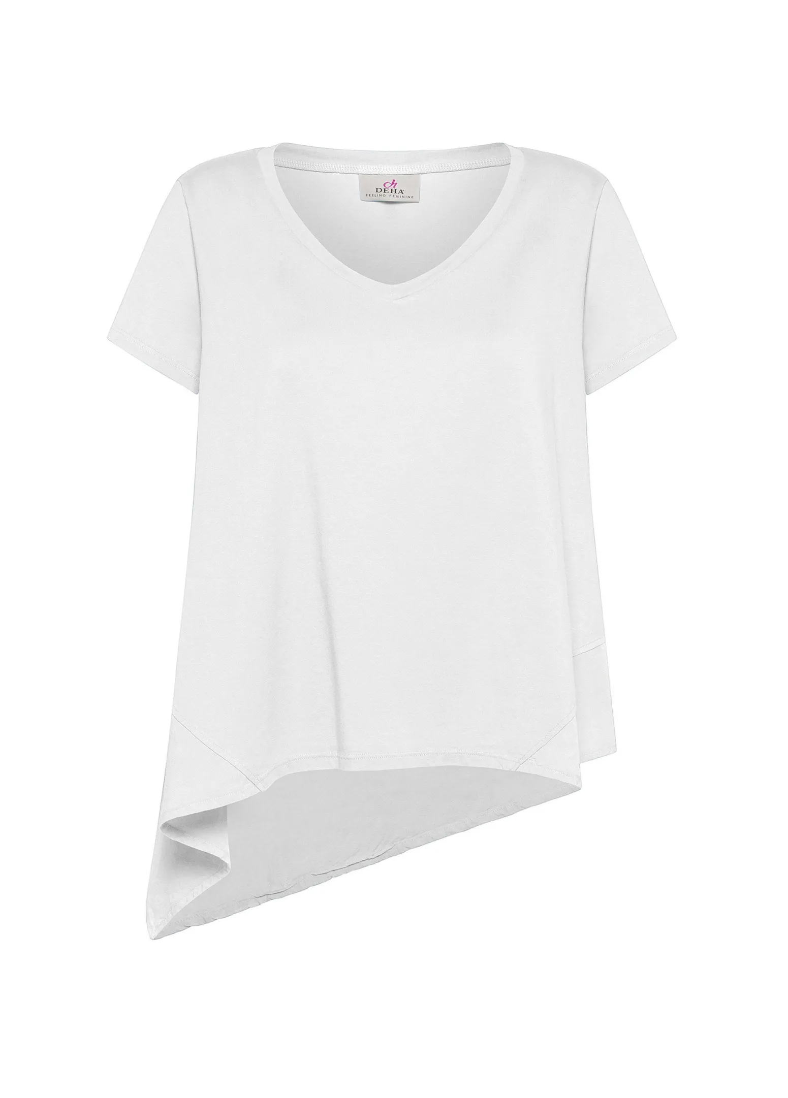 DEHA Top & T-Shirts*T-Shirt Assimetrica Con Inserti In Lino Bianco