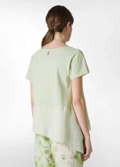 DEHA Top & T-Shirts*T-Shirt Assimetrica Con Inserti In Lino Verde