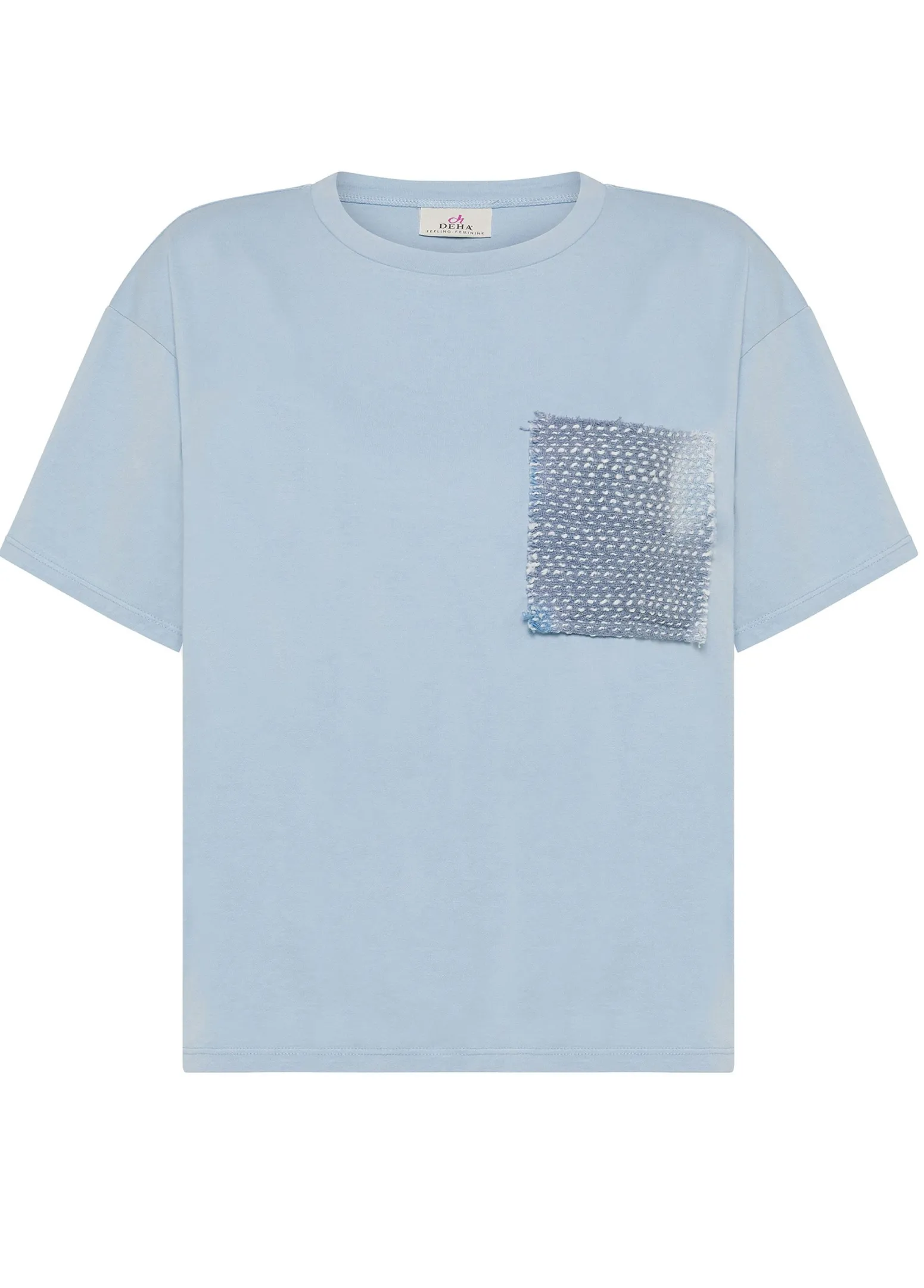 DEHA Top & T-Shirts*T-Shirt Con Taschino In Tweed Blu