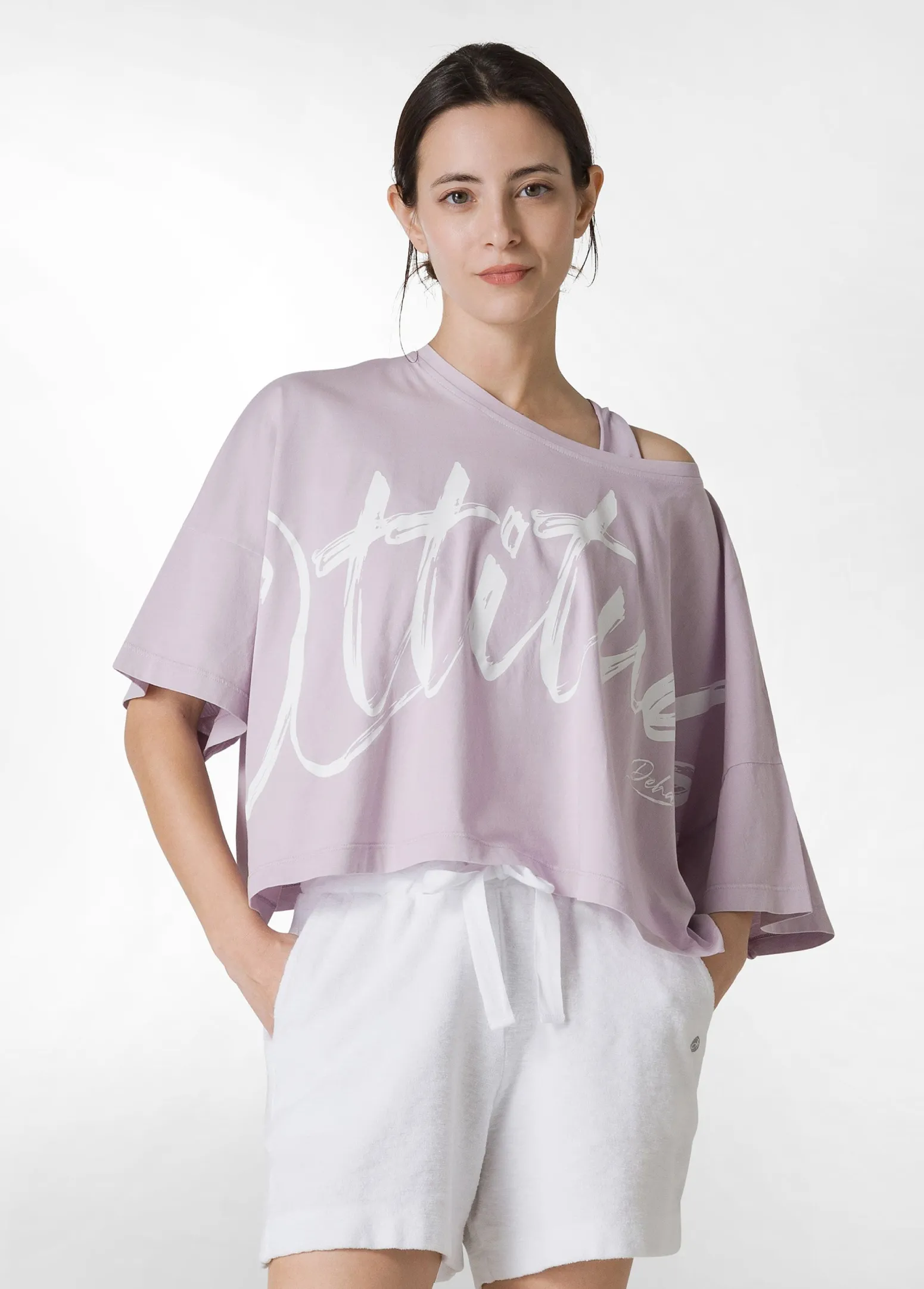 DEHA Top & T-Shirts*T-Shirt Cropped Leggera Effetto Vintage Viola