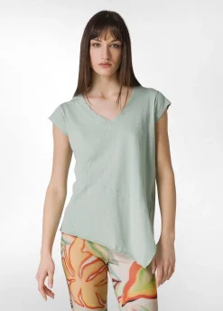 DEHA Top & T-Shirts*T-Shirt Fiammata Effetto Vintage Verde