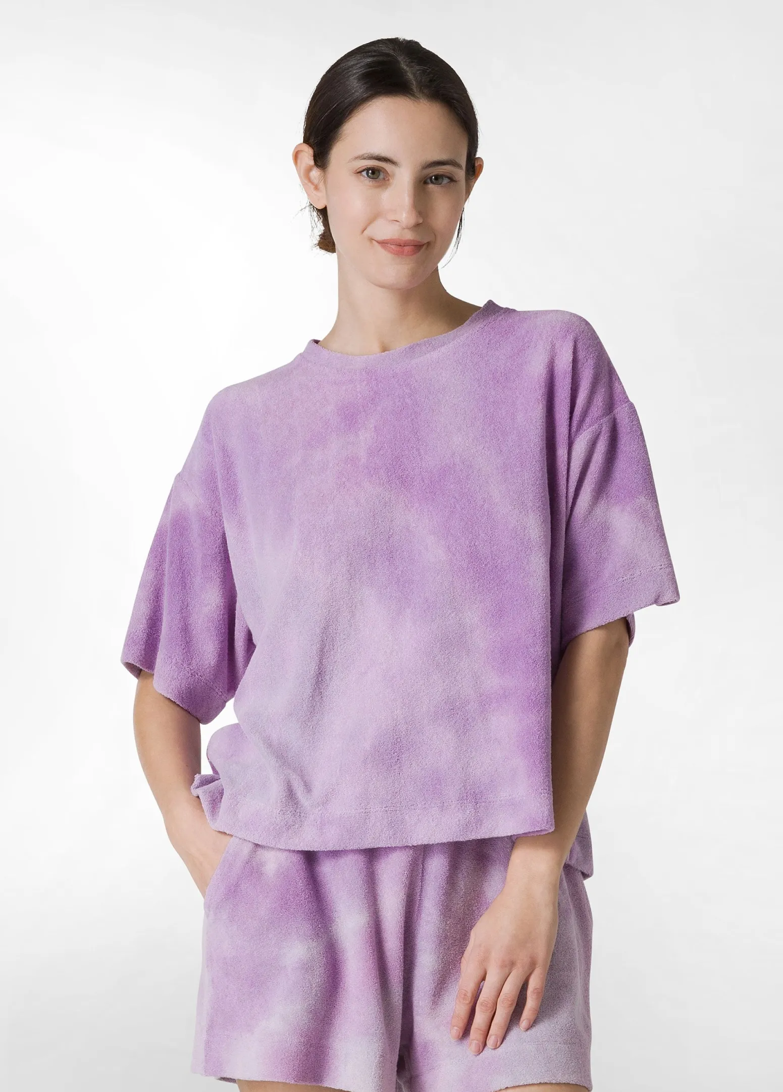 DEHA Top & T-Shirts*T-Shirt In Spugna Effetto Batik Viola