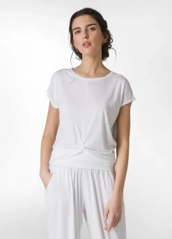 DEHA Top & T-Shirts*T-Shirt In Viscosa Con Nodo Bianco
