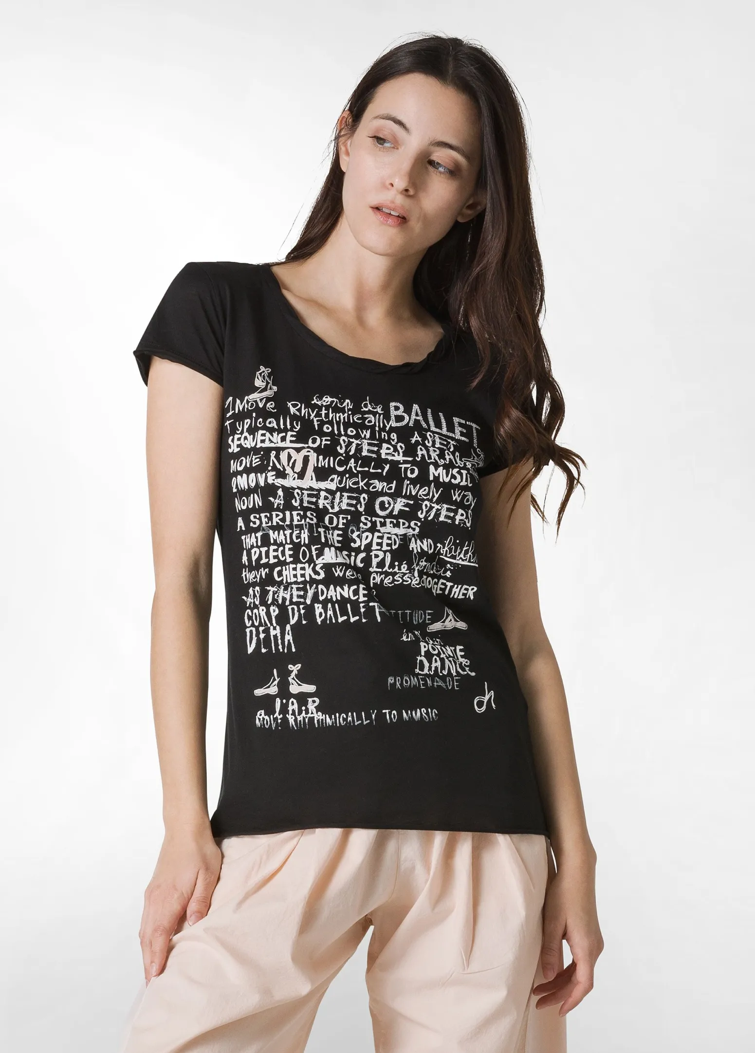DEHA Top & T-Shirts*T-Shirt Leggera Con Stampa Nero