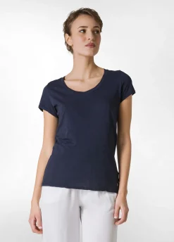 DEHA Top & T-Shirts*T-Shirt Scollo A V In Jersey Fiammato Blu
