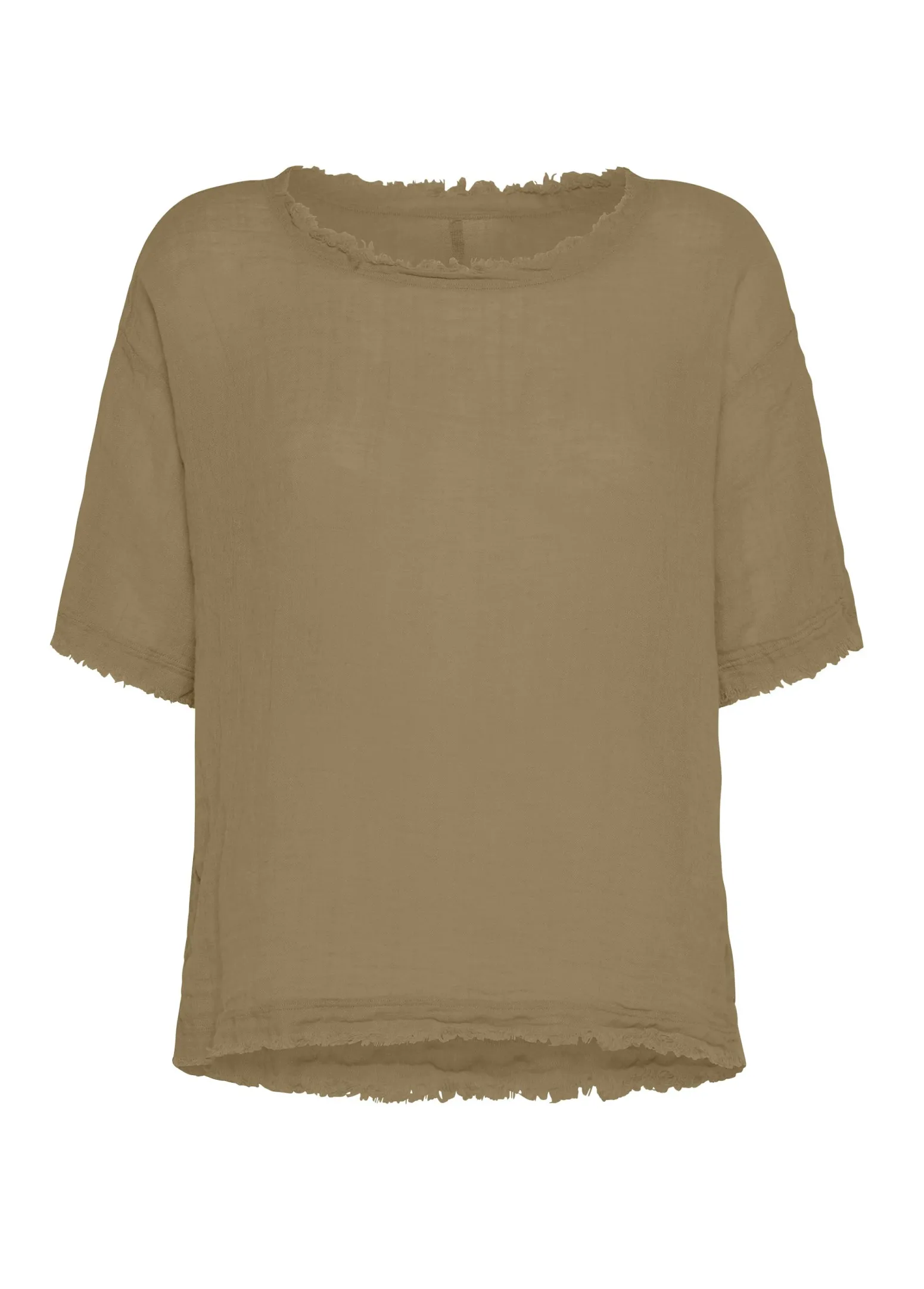 DEHA Top & T-Shirts*T-Shirt Sfrangiata In Lino Marrone