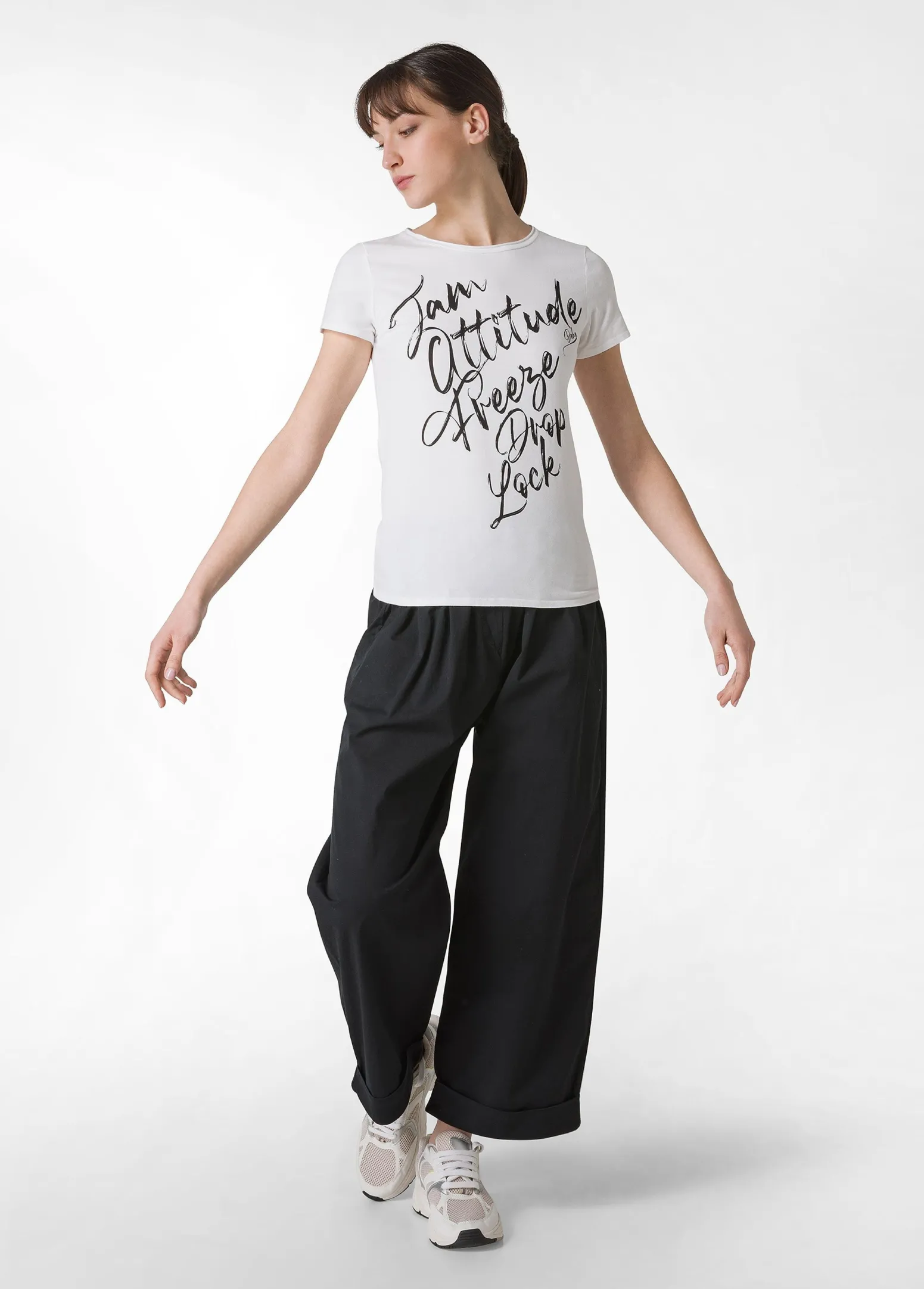 DEHA Top & T-Shirts*T-Shirt Stretch Leggera Con Grafica Bianco