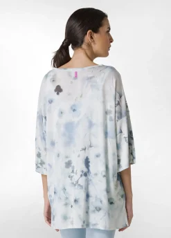 DEHA Top & T-Shirts*T-Shirt Yoga Maxi Stampata Blu