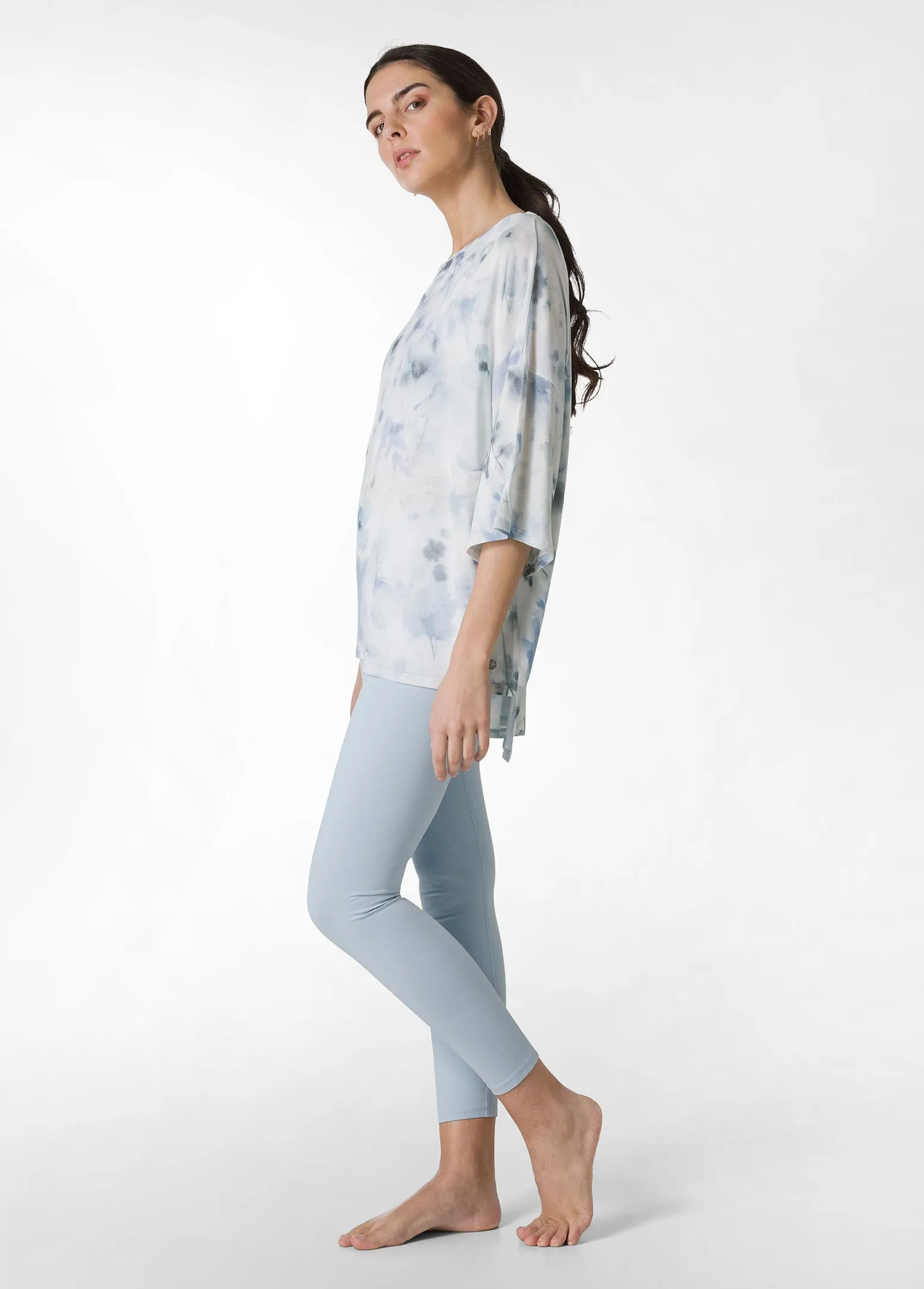 DEHA Top & T-Shirts*T-Shirt Yoga Maxi Stampata Blu