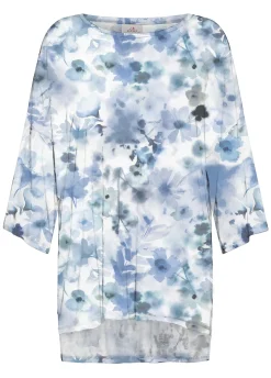 DEHA Top & T-Shirts*T-Shirt Yoga Maxi Stampata Blu