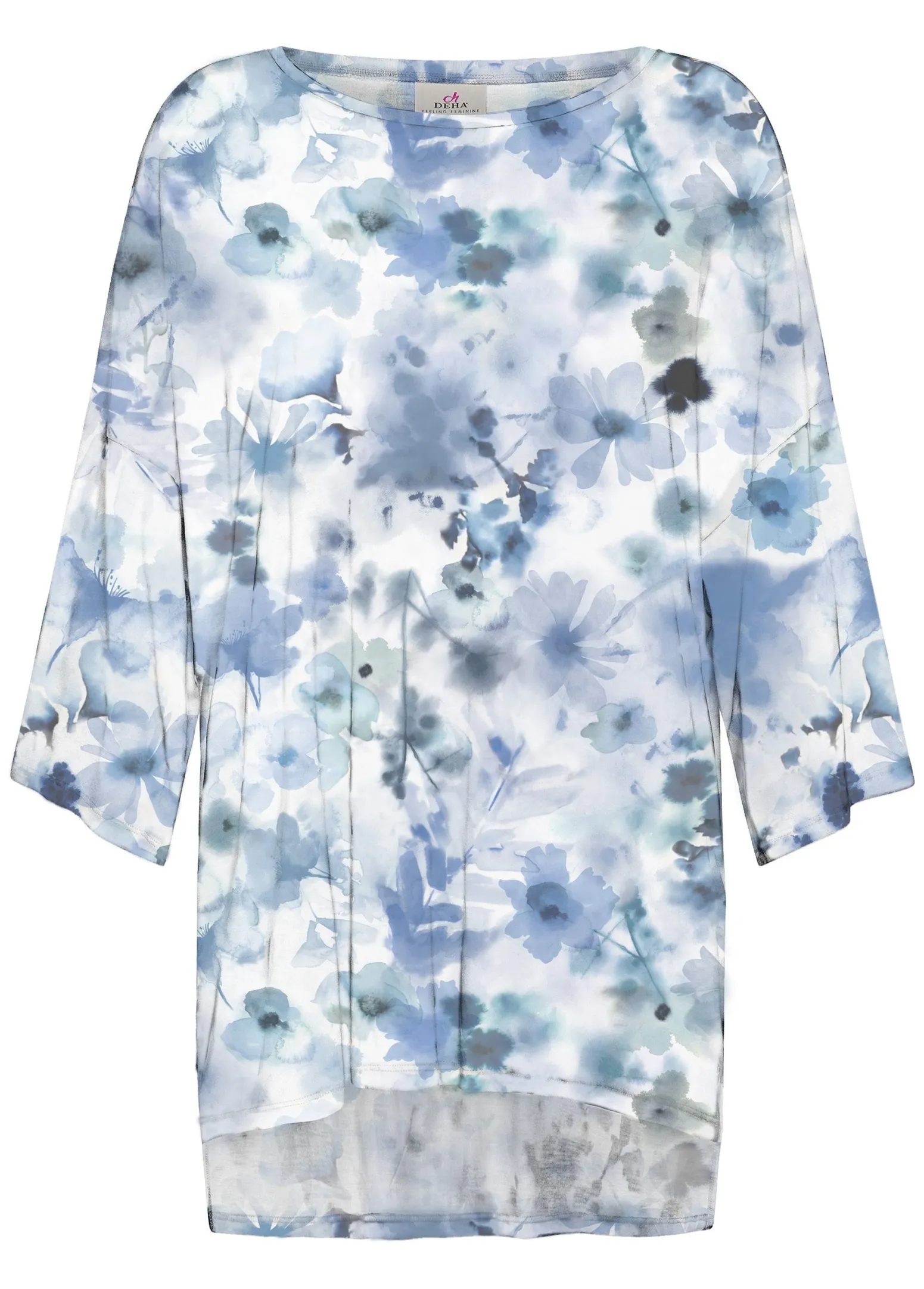 DEHA Top & T-Shirts*T-Shirt Yoga Maxi Stampata Blu