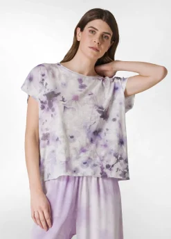 DEHA Top & T-Shirts*T-Shirt Yoga Stampata In Jersey Fiammato Viola