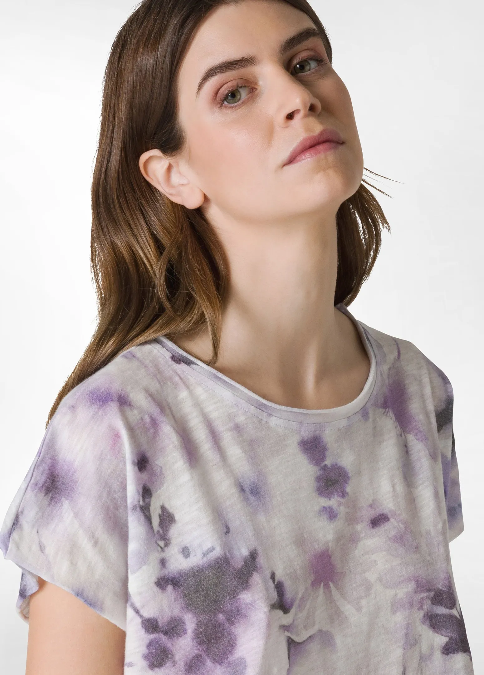 DEHA Top & T-Shirts*T-Shirt Yoga Stampata In Jersey Fiammato Viola