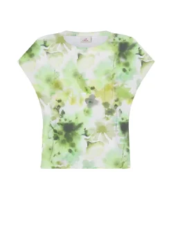 DEHA Top & T-Shirts*T-Shirt Yoga Stampata In Jersey Fiammato Verde